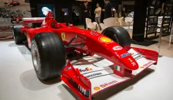 epa06231599 The 2001 Ferrari F2001 driven by German Formula 1 champion Michael Schumacher is displayed during a Sotheby's auction preview in Hong Kong, China, 28 September 2017. The Ferrari F2001, chassis no. 211, piloted to victory by Schumacher at the Grand Prix de Monaco, will be auctioned in New York on 16 November and is expected to fetch in excess of 4 million US dollar. EPA/JEROME FAVRE