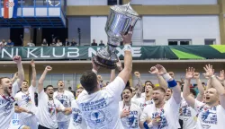28.05.2025., Nasice - Rukometno prvenstvo Hrvatske, RK Nexe - RK Zagreb. Ihar Bialiauski, Ante Grbavac, Roko Trivkovic, Filip Glavas, Paolo Kraljevic, Adin Faljic, Maksimilijan Molc Photo: Borna jaksic/PIXSELL