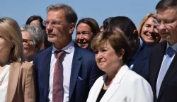Dubrovnik, 30.05.2025. – Konferencija Hrvatske narodne banke (HNB) i Međunarodnog monetarnog fonda (MMF) "Rast i otpornost zemalja srednje, istočne i jugoistočne Europe (CESEE) u fragmentiranom svijetu" održava se u petak u Dubrovniku. Na fotografiji Boris Vujčić, Kristalina Georgieva. foto HINA/ Baldo MARUNČIĆ/ tm