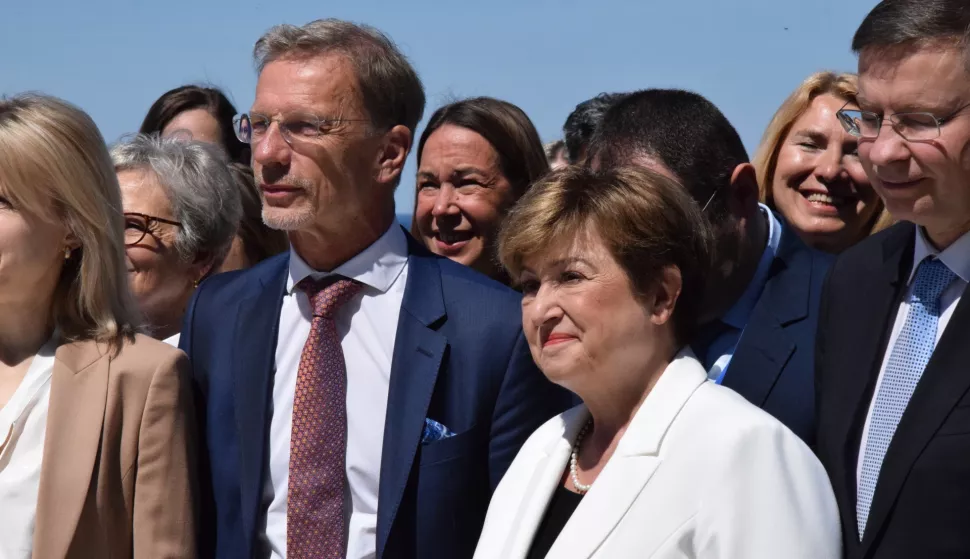 Dubrovnik, 30.05.2025. – Konferencija Hrvatske narodne banke (HNB) i Međunarodnog monetarnog fonda (MMF) "Rast i otpornost zemalja srednje, istočne i jugoistočne Europe (CESEE) u fragmentiranom svijetu" održava se u petak u Dubrovniku. Na fotografiji Boris Vujčić, Kristalina Georgieva. foto HINA/ Baldo MARUNČIĆ/ tm