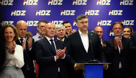 Zagreb, 01.06.2025. - Izjava za medije premijera Andreja Plenkovića u sjedištu HDZ-a u Gundulićevoj. foto HINA /Zvonimir KUHTIĆ/ kuzo
