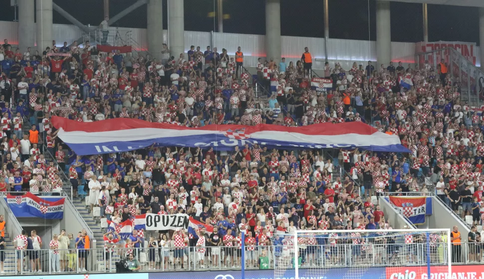 Osijek, 08. 09. 2024, Opus Arena, UEFA Nations League, nogometna utakmica Hrvatska - Poljska. Hrvatska. Navijači, tribine.snimio GOJKO MITIĆ