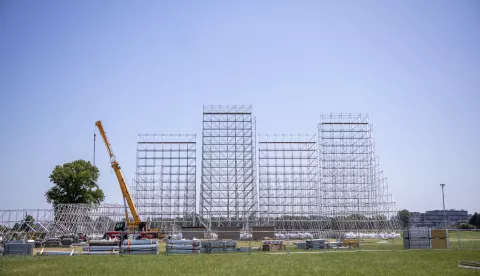 Zagreb, 8.6.2025 - Pripreme za koncert Marka Perkovića Thompsona na Hipodromu.Foto Hina/ Dario GRZELJ/ dag