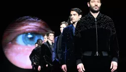 epa11079387 Models present creations by Giorgio Armani during the Milan Fashion Week, in Milan, Italy, 15 January 2024. The Fall/Winter 2024/2025 collections are presented from 12 to 16 January 2024. EPA/DANIEL DAL ZENNARO