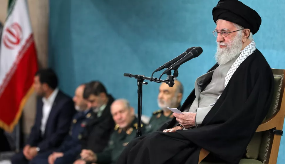 epa11949474 A handout photo made available by the Iranian Supreme Leader Office shows Iranian Supreme Leader Ayatollah Ali Khamenei speaks during a meeting with Iranian government officials in Tehran, Iran, 08 March 2025. EPA/IRANIAN SUPREME LEADER OFFICE/HANDOUT HANDOUT EDITORIAL USE ONLY/NO SALES Hamenei
