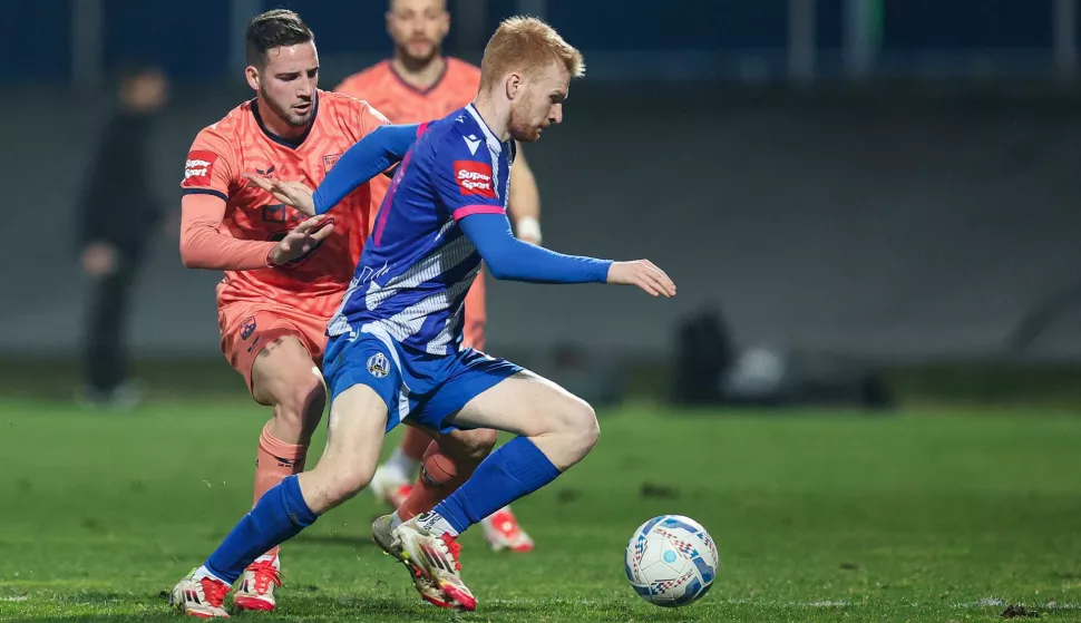 08.03.2025., stadion u Kranjcevicevoj ulici, Zagreb - SuperSport HNL, 25. kolo, NK Lokomotiva - NK Osijek. Marko Soldo, Luka Vrbancic Photo: Goran Stanzl/PIXSELL