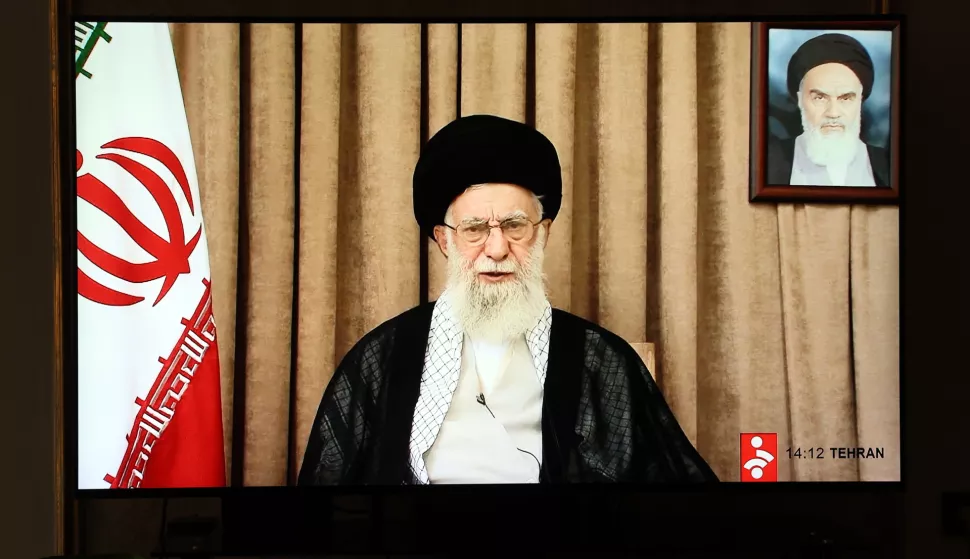 epa12198620 Iranian Supreme Leader Ayatollah Ali Khamenei delivers his third video message to the nation since the Iran-Israel conflict, in Tehran, Iran, 26 June 2025. Ayatollah Khamenei congratulated Iranians on their victory over Israel, adding that Israel was crushed under the strikes of the Islamic Republic. EPA/ABEDIN TAHERKENAREH