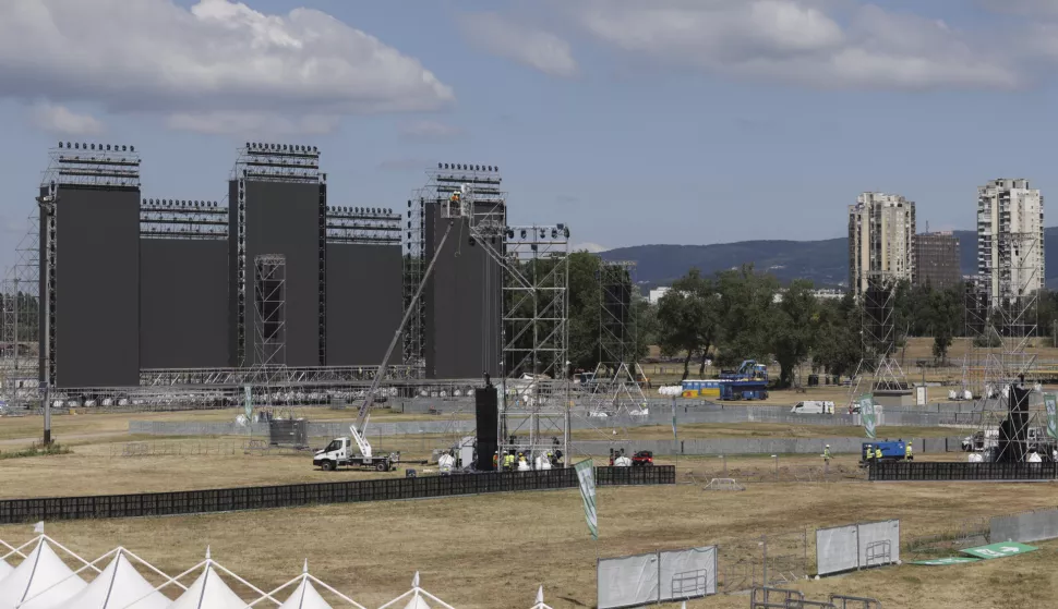 Zagreb, 28.06.2025. - Obilazak koncertnog prostora na Hipodromu s organizatorima koncerta Marka Perkovića Thompsona. foto HINA/ Lana SLIVAR DOMINIĆ/ lsd