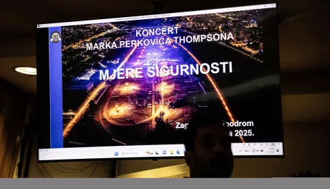 Zagreb, 2.7.2025 - Konferencija za medije na temu poduzetih aktivnosti i rada Stožera za osiguranje koncerta 5. srpnja na Hipodromu. Govorili su Damir Barić, zamjenik glavnog ravnatelja policije i voditelj stožera, Marija Bubaš, državna tajnica u Ministarstvu zdravstva, Hrvoje Pećnik, Voditelj Informativnog centra HAK-a.Foto Hina/ Dario GRZELJ/ dag