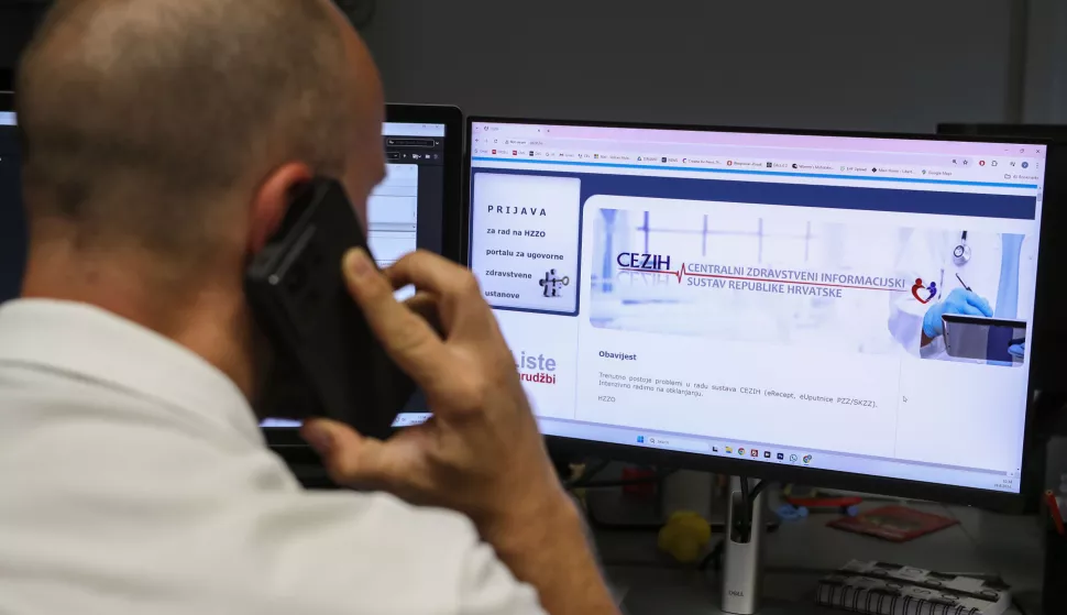 26.08.2024 Zagreb. Sustav CEZIH, Centralni zdravstveni informacijski sustav Republike Hrvatske, koji omogućuje izdavanje eRecepata i eUputnica, ponovno je nedostupan zbog tehničkih problema. z Hrvatskog zavoda za zdravstveno osiguranje (HZZO) porucuju da intenzivno rade na rjesavanju poteskoca kako bi sto prije ponovno omogućili&nbsp;rad&nbsp;sustava. Photo: Zeljko Lukunic/PIXSELL