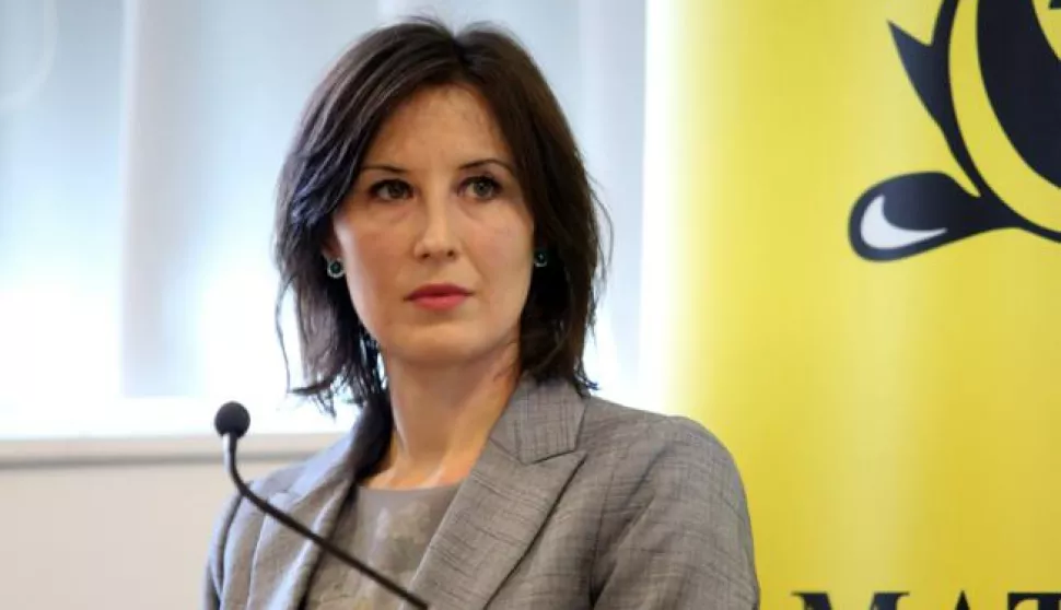 Zagreb, 23.10.2018 - Konferencija "Zašto Hrvatska zaostaje?" u organizaciji Nezavisnoga sindikata znanosti i visokog obrazovanja i Zaklade Friedrich Ebert. Na drugom panelu o vladavini prava i institucije kao okviru ekonomskog razvoja sudjelovali su Žarko Puhovski, Tamara Perišin, Dalija Orešković (na fotografiji), Ivo Bičanić i Željko Ivanković. foto HINA /Zvonimir KUHTIĆ/ zk