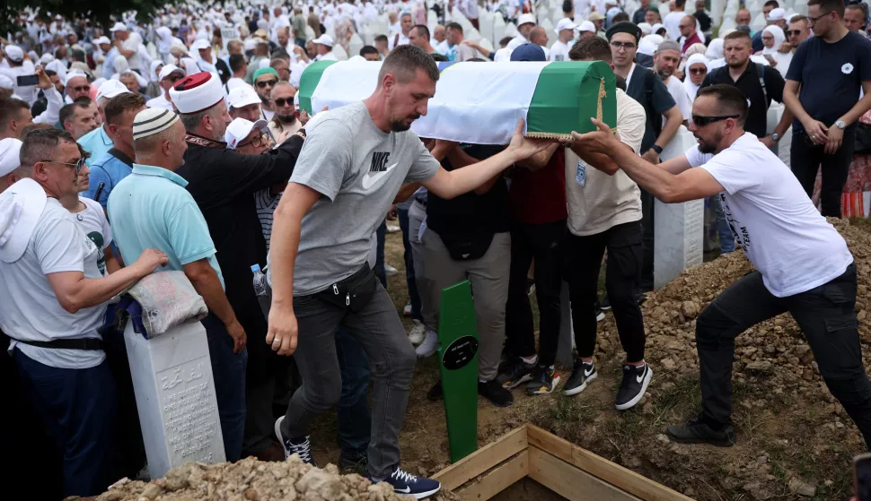11.07.2025., Potocari, Bosna i Hercegovina - Obiljezavanje 30. godisnjice genocida u Srebrenici. Pokop novih 7 idetificiranih zrtava. Photo: Armin Durgut/PIXSELL