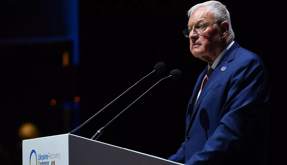 epa12229977 Special envoy of the President of the United States of America for Ukraine Keith Kellogg delivers a speech during an Ukraine Recovery Conference 2025 at Convention Center La Nuvola, in Rome, Italy, 10 July 2025. EPA/FABIO CIMAGLIA