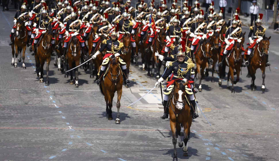 epaselect epa12237296 France's mounted Republican Guard parade during the Bastille day celebrations in Paris, France, 14 July 2025. France celebrates its national holiday, or Bastille Day, annually on 14 July to commemorate the storming of the Bastille fortress in 1789. EPA/Mohammed Badra