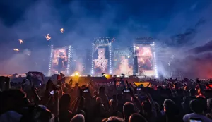 Zagreb, 05.07.2025 - Koncert Marka Perkovića Thompsona na zagrebačkom Hipodromu. Na slici pozornica tijekom koncerta.foto HINA/ Damir SENČAR/ ds