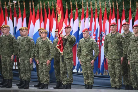 Knin, 5.8.2023.- Svečanost obilježavanja Dana pobjede i domovinske zahvalnosti i Dana hrvatskih branitelja, te 28. obljetnica vojno-redarstvene operacije Oluja. foto HINA/ Mario STRMOTIĆ/ ms