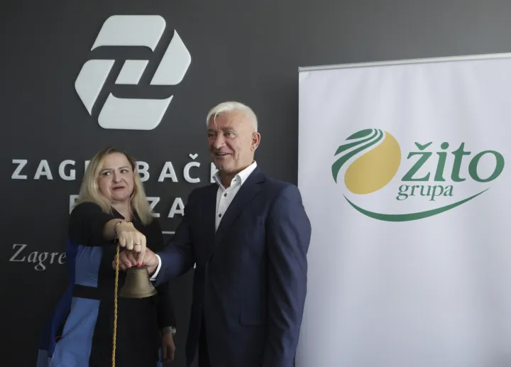 Zagreb, 28.07.2025. - Konferencija za medije u povodu uvrštenja dionica Žito grupe na Zagrebačku burzu i početka službenog trgovanja. Na fotografiji Ivana Gažić, Marko Pipunić. foto HINA/ Lana SLIVAR DOMINIĆ/ lsd