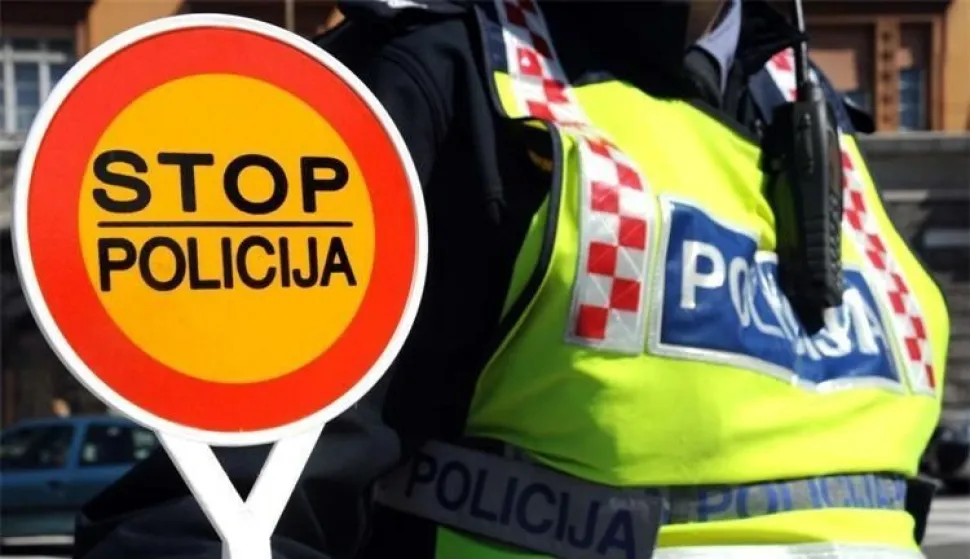 Policija, kontrola prometa, stop palica, ilustracija
