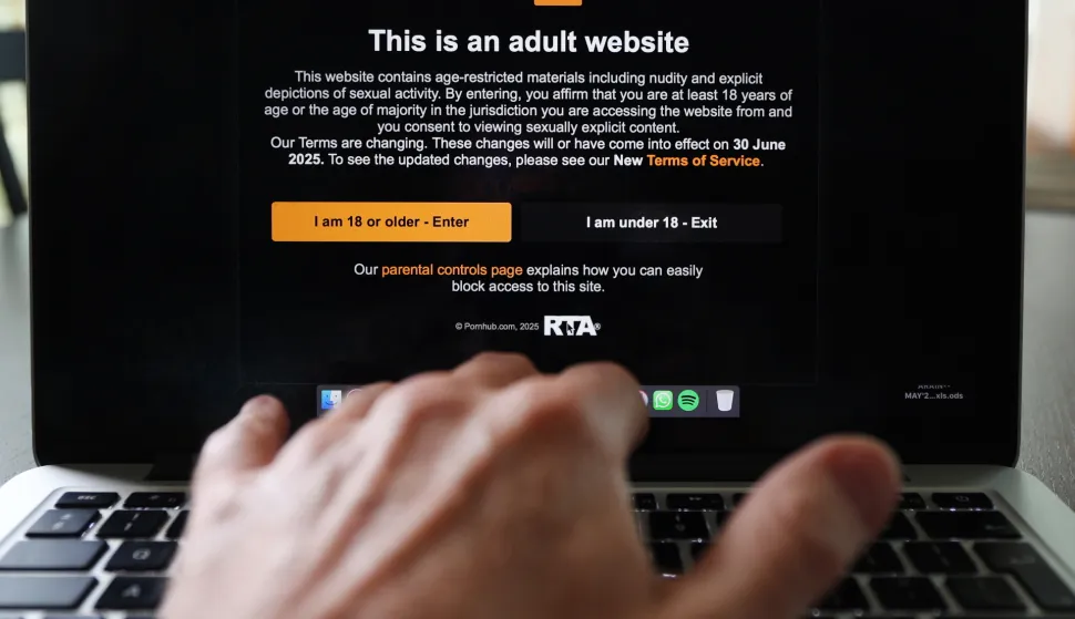 epa12257829 A porn site access page on a computer in London, Britain, 24 July 2025. The UK government is introducing stricter rules on age verification for porn sites in the UK from 25 July 2025. The Online Safety Act says websites operating in the UK with pornographic content must ensure robust age-check are carried out to access porn sites. Adults wishing to access porn sites will have to submit some kind of ID, which may include email based age estimation and facial age estimation. EPA/ANDY RAIN