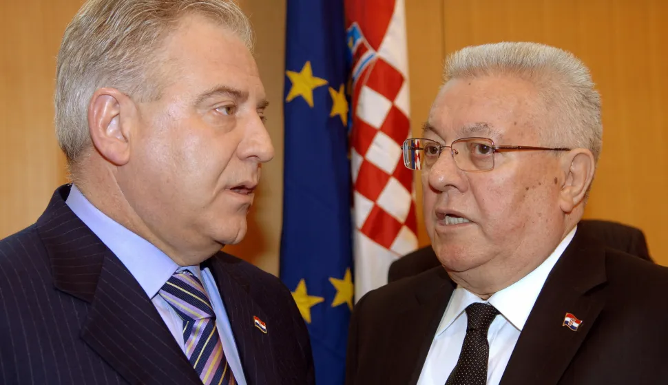 Zagreb,25.03.2009 (novosti) - Premijer Ivo Sanader i predsjednik Sabora Luka Bebic, Sabor. foto Davor Kovacevic