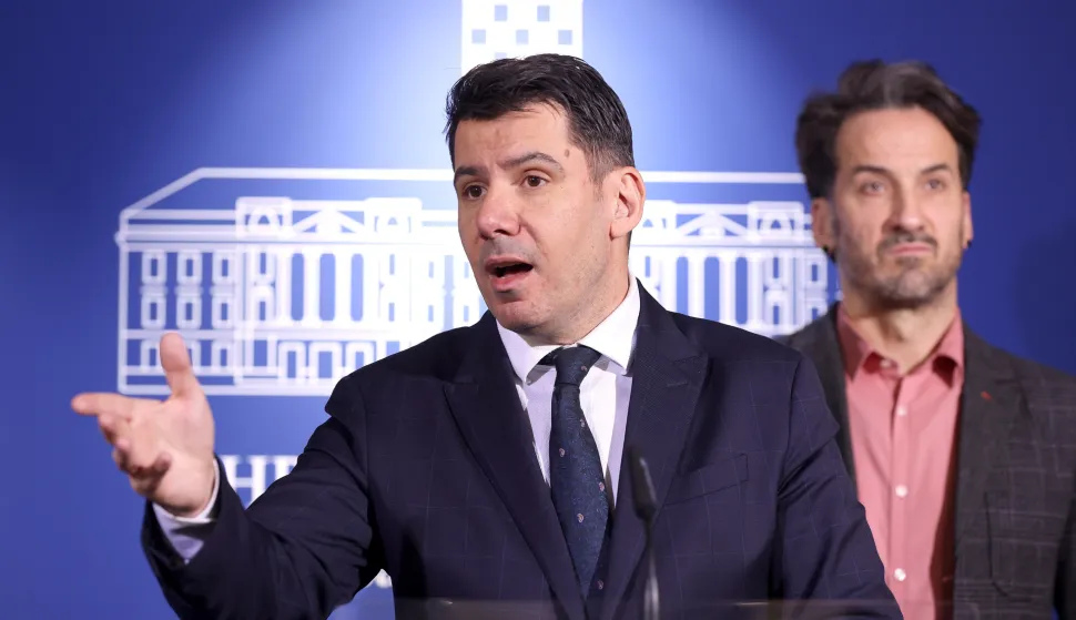 16.01.2025., Zagreb - Na konferenciji za medije odrzanoj u Saboru o inflaciji govorili su Marin Miletic i Nikola Grmoja Photo: Patrik Macek/PIXSELL