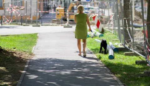 Osijek, 31. 07. 2025., Slobodnjaci; promet; radovi; cesta; prometni znak; slobodnjak; park; parkovi; Zrinjevac