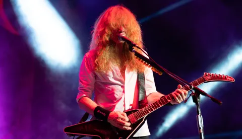 Dave Mustaine performs with Megadeth in West Palm Beach, Florida on August 24, 2024. The performance was part of the Destroy All Enemies tour with All That Remains and Mudvayne. (Photo by Geoffrey Clowes/Sipa USA) Photo: Geoffrey Clowes/SIPA USA