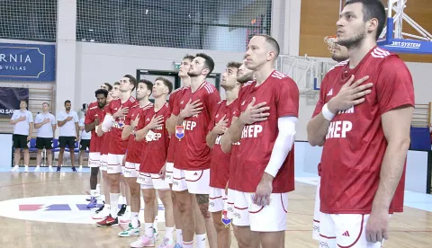 Opatija, 30.07.2025 - Pripremna prijateljska utakmica ko?arka?kih reprezentacija Hrvatske i Ma?arske. foto HINA/ Miljenko KLEPAC/ ik