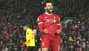 ?Liverpool v Watford - Premier League - Anfield Liverpool's Mohamed Salah celebrates scoring a hat-trick during the Premier League match at Anfield, Liverpool. Anthony Devlin Photo: Press Association/PIXSELL------MAGAZIN, 18.STR.,KOLOR3 STUPCA!!!