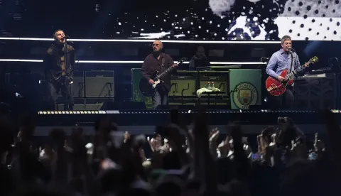 This picture is available for editorial usage only until July 4, 2026 Liam and Noel Gallagher as Oasis takes to the stage at the Principality Stadium, Cardiff, for the band's long-awaited reunion tour kicks off in Wales. Picture date: Friday July 4, 2025. Photo: Jordan Pettitt/PRESS ASSOCIATION