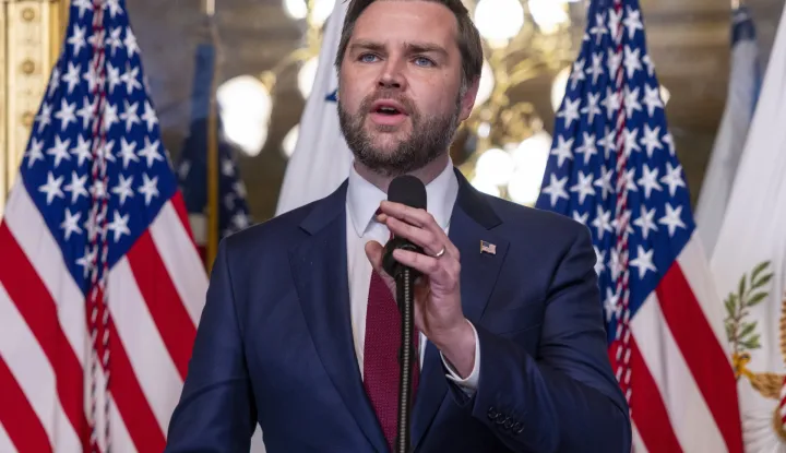 epa11848598 US Vice President JD Vance delivers remarks prior to swearing in John Ratcliffe as Director of the Central Intelligence Agency during a ceremony in the Vice President's ceremonial office in Washington, DC, USA, 23 January 2025. EPA/SHAWN THEW/POOL