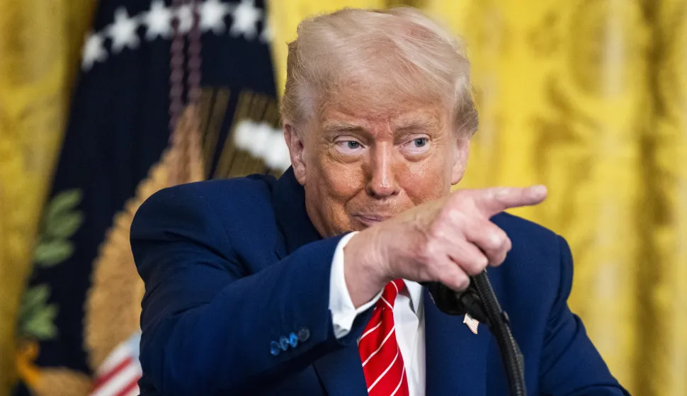 epa12084238 US President Donald Trump speaks at a 'celebration of military mothers' in the East Room of the White House in Washington, DC USA, 08 May 2025. EPA/JIM LO SCALZO