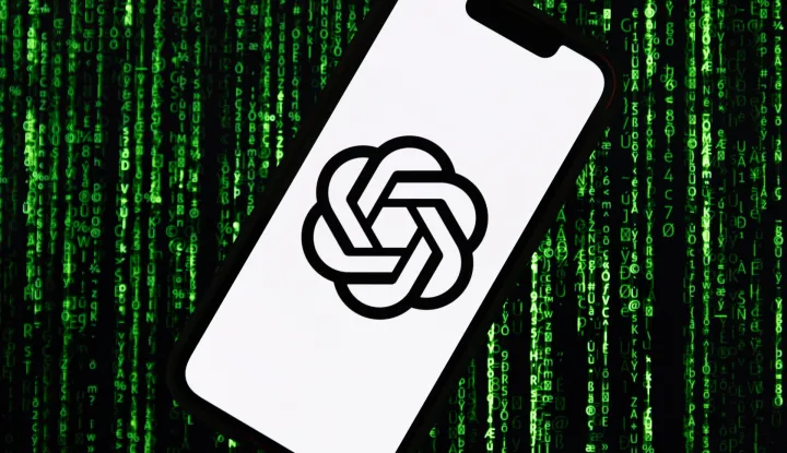 epa10855392 An illustration picture shows a mobile phone displaying the logo of Open AI and Microsoft Corporation's Chat GPT, in Los Angeles, USA, 11 September 2023. Recent reports point to the huge increase in water consumption and Microsoft in its latest environmental report state an increase of 34% between 2021 and 2022 (equivalent of more than 2,500 Olympic swimming pools) of it's water use. A researcher at the University of California, Riverside, who is trying to quantify the impact of AI technology, Shaolei Ren estimates that this increase is in a large part due to the development of AI. His team also estimates that Chat GPT uses an average of 500ml of water depending on the length of the prompt. EPA/ETIENNE LAURENT