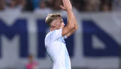 Rijeka, 21.08.2025 - Prva utakmica 4. pretkola nogometne Europske lige Rijeka - PAOK. Na slici Toni Fruk. foto HINA/ Damir SEN?AR/ ds