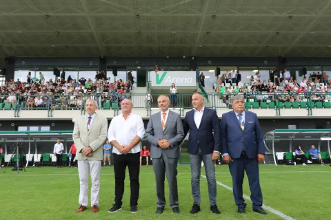 Vardarac, 23. 08. 2025, Otvorenje V Arene u Vardarcu i nogometna utakmica, Vardarac - Bedem (Ivankovo), Treča NL Istok. Prva utakmica na V Areni.snimio GOJKO MITIĆ