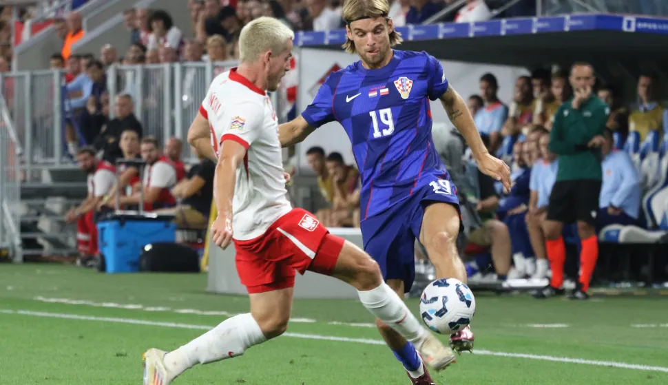 Osijek, 08. 09. 2024, Opus Arena, UEFA Nations League, nogometna utakmica Hrvatska - Poljska. Borna Sosa (19).snimio GOJKO MITIĆ