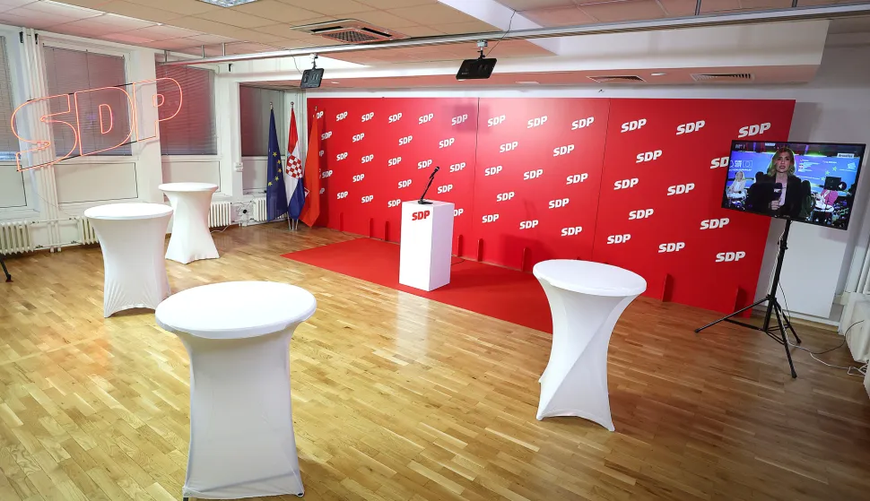 09.06.2024., Iblerov trg, Zagreb - Docek izbornih rezultata za Europski parlament u stozeru Socijaldemokratske partije Hrvatske (SDP). Photo: Goran Stanzl/PIXSELL
