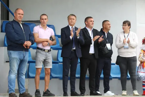 Brođanci, 31. 08. 2025, 51. Olimpijada starih sportova Brođanci, mimohod, paljenje Oimpijskog plamena i natjecanja. Aurel Benović, Goran Ivanović Lac...snimio GOJKO MITIĆ