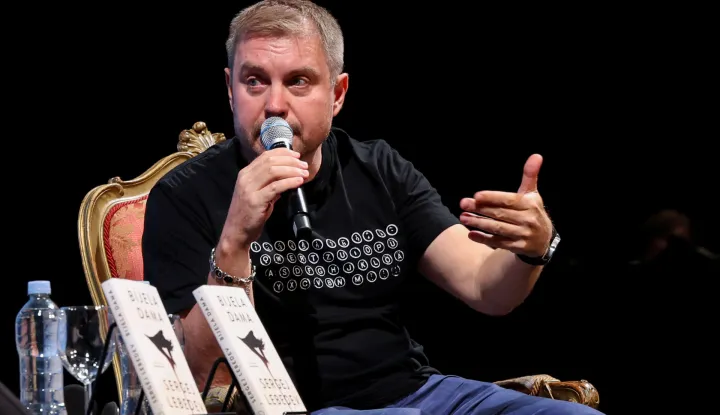 01.09.2025., Zagreb - Festival svjetske knjizevnosti, razgovor sa Sergejem Lebedevim, moderira Ivana Perusko. Photo: Matija Habljak/PIXSELL