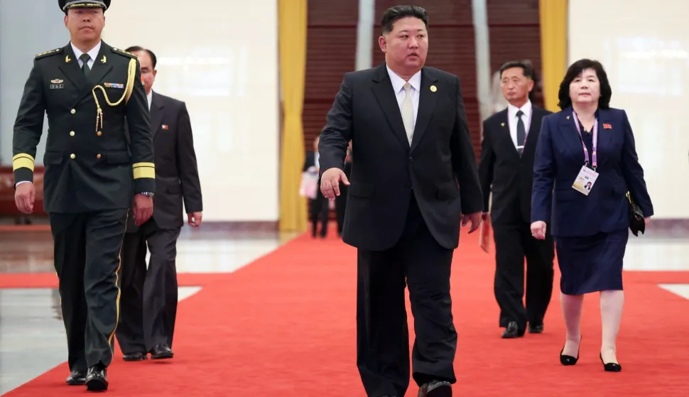 epa12348115 North Korean leader Kim Jong Un arrives to attend a meeting with the Russian president at the Diaoyutai State Guesthouse in Beijing, China, 03 September 2025. EPA/ALEXANDER KAZAKOV/SPUTNIK/KREMLIN POOL MANDATORY CREDIT