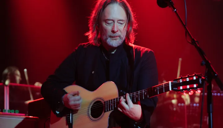 Thom Yorke, frontman of Radiohead, pictured during a live performance. Yorke is currently in the spotlight amid renewed interest in Radiohead and side projects such as The Smile, with fans anticipating further announcements from the legendary alternative rock band. (Photo by Alex Cropper/Sipa USA) Photo: Alex Cropper/SIPA USA
