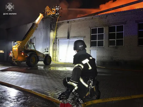 epa12366630 A handout photo released by the press service of the State Emergency Service (SES) of Ukraine shows Ukrainian rescuers working at the site of a Russian strike in the Volyn region, northwestern Ukraine, overnight 10 September 2025, amid the Russian invasion. At least one person was killed and five others were injured after Russian forces launched an overnight attack over Ukraine with more than 400 drones and 40 missiles, according to the State Emergency Service of Ukraine. EPA/STATE EMERGENCY SERVICE OF UKRAINE HANDOUT -- BEST QUALITY AVAILABLE -- MANDATORY CREDIT: STATE EMERGENCY SERVICE OF UKRAINE -- HANDOUT EDITORIAL USE ONLY/NO SALES