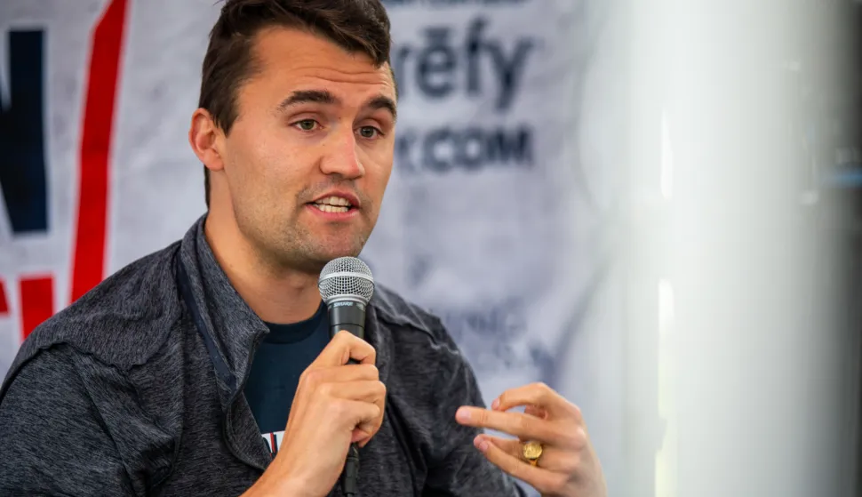 Right-wing activist Charlie Kirk debates with CSUN students during his American Comeback tour stop at CSUN in Northridge, Calif., on March 6, 2025. Photo by Benjamin Hanson/Middle East Images/ABACAPRESS.COM Photo: Middle East Images/ABACA/ABACA