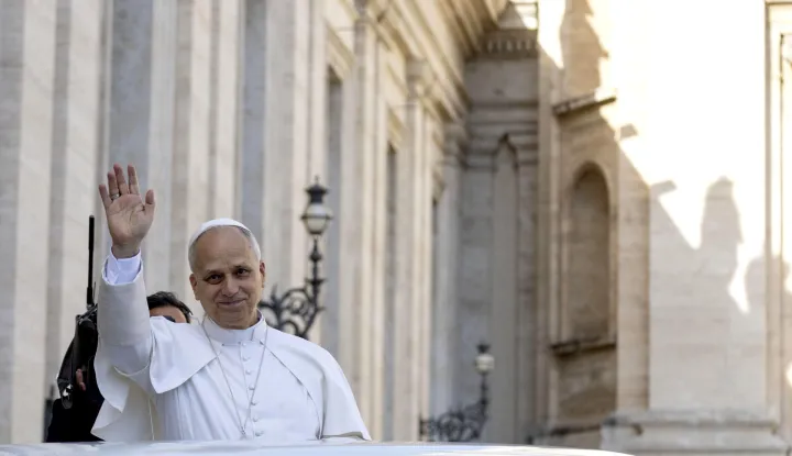 epa12347827 Pope Leo XIV arrives to lead the weekly General Audience in Saint Peter's Square at the Vatican, 03 September 2025. EPA/MASSIMO PERCOSSI