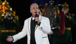 MOSCOW, RUSSIA ? SEPEMBER 5, 2021: Lead vocalist Till Lindemann of the German rock band Rammstein performs at the closing of the 2021 Spasskaya Tower International Military Music Festival in Moscow's Red Square. Sergei Karpukhin/TASS Newscom/PIXSELL