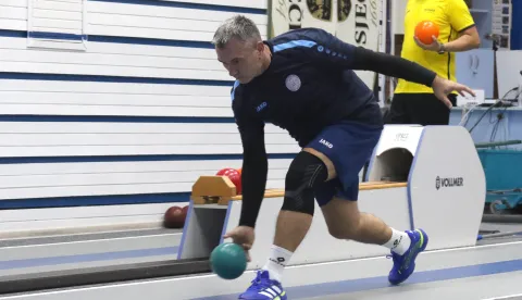 Osijek, 20. 09. 2025, Kuglana Pampas, kuglanje, Osijek - Velebit (Otočac). HEP Supe liga, momčad Osijeka.snimio GOJKO MITIĆ