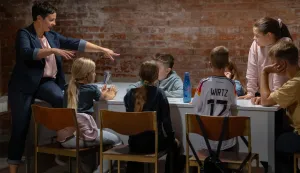 Osijek, 17. 09. 2025., Kinderštube, škola njemačkog jezikaškola njemačkog jezika; kinderštube; njemački jezik; učenici; djeca; učiteljica; Margareta Vučak