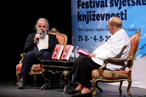01.09.2025., Zagreb - Festival svjetske knjizevnosti, razgovor sa Miljenkom Jergovicem, moderira Boris Miljkovic. Photo: Matija Habljak/PIXSELL