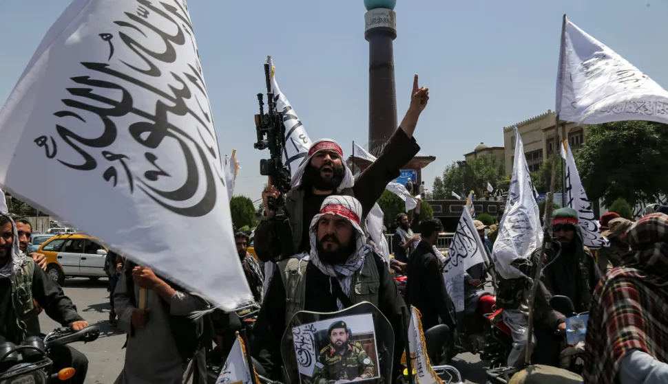epa11548632 Supporters of the Taliban government mark the third anniversary of the Taliban takeover of the Afghan government in Kabul, Afghanistan, 14 August 2024. The Taliban seized control of Kabul on 15 August 2021, following the collapse of the US-backed government amidst the chaotic withdrawal of foreign troops. Despite their consolidation of power and claims of improved security, the Taliban government remains unrecognized internationally, facing criticism for severe restrictions on women and a worsening humanitarian crisis affecting 23.7 million Afghans in need of assistance. EPA/SAMIULLAH POPAL