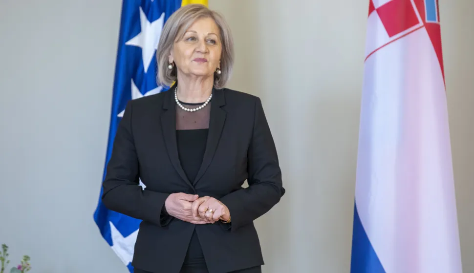 Zagreb, 16.02.2023.- Predsjednik Republike Hrvatske Zoran Milanović ugostio je predsjedateljicu Vijeća ministara Bosne i Hercegovine Borjanu Krišto koja boravi u službenom posjetu Republici Hrvatskoj. Na fotografiji Borjana Krišto.foto HINA/ Daniel KASAP/ dk